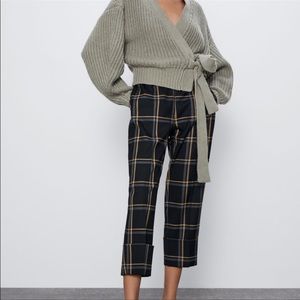 Zara Plaid Cuffed Pants